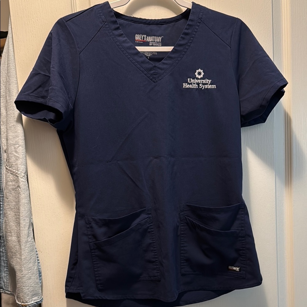 Grey's Anatomy Navy Blue Scrub Top
Embroidered University Health System